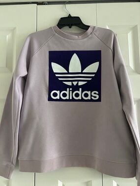 adidaswomen Light Lavender sweatshirt with Navy Square Logo